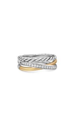 Crossover Three Row Ring in Sterling Silver with 18K Yellow Gold and Diamonds, 7mm thumbnail 1