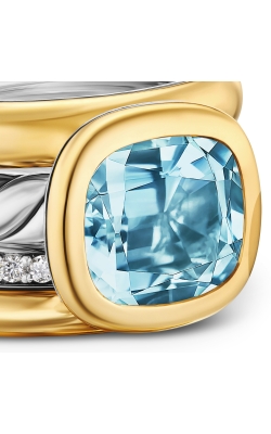 DY Mercer® Four Row Stone Ring in Sterling Silver with 18K Yellow Gold, Sky Blue Topaz and Diamonds, 14mm thumbnail 4