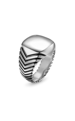 Chevron Signet Ring in Sterling Silver, 18mm thumbnail 2