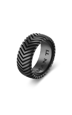 Chevron Band Ring in Black Titanium, 10mm thumbnail 2