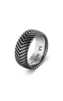 Chevron Band Ring in Titanium, 10mm thumbnail 2
