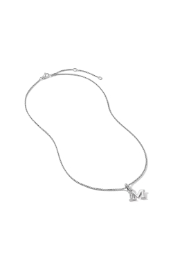Pavé Initial Pendant Necklace in Sterling Silver with Diamond M thumbnail 2