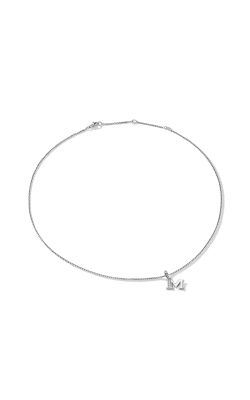 Pavé Initial Pendant Necklace in Sterling Silver with Diamond M thumbnail 4