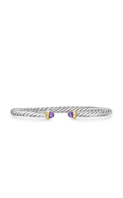 Cable Flex Bracelet in Sterling Silver with 14K Yellow Gold and Amethyst, 4mm thumbnail 1