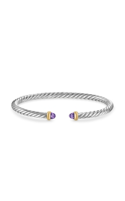 Cable Flex Bracelet in Sterling Silver with 14K Yellow Gold and Amethyst, 4mm thumbnail 3