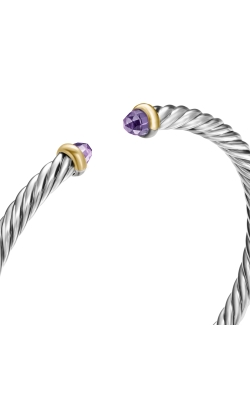 Cable Flex Bracelet in Sterling Silver with 14K Yellow Gold and Amethyst, 4mm thumbnail 4