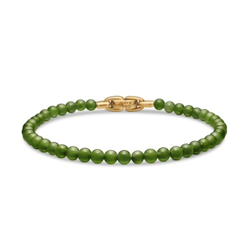 Spiritual Beads Bracelet with Nephrite Jade and 18K Yellow Gold, 4mm