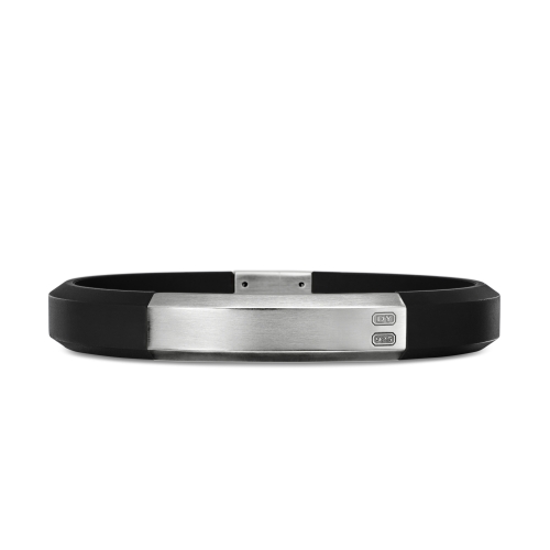 Streamline® ID Bracelet in Black Rubber with Sterling Silver, 8mm