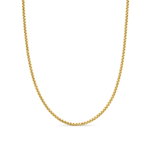 Box Chain Necklace in Brushed 18K Yellow Gold, 2.7mm