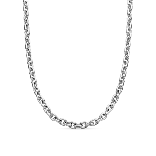 Deco Chain Link Necklace in Sterling Silver, 6.5mm