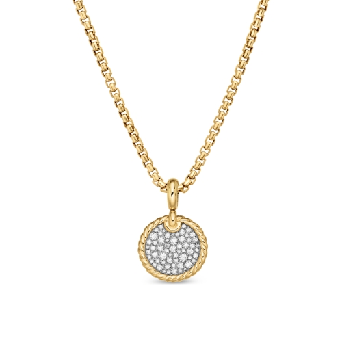 DY Elements® Disc Pendant in 18K Yellow Gold with Diamonds, 14mm