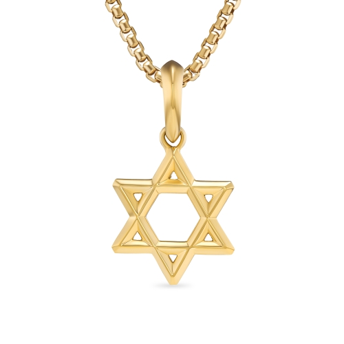 Star of David Pendant in 18K Yellow Gold, 19mm