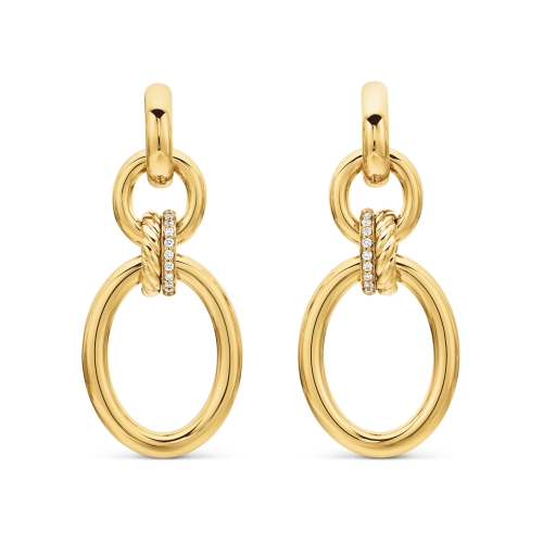 DY Mercer® Circular Drop Earrings in 18K Yellow Gold with Diamonds, 50mm
