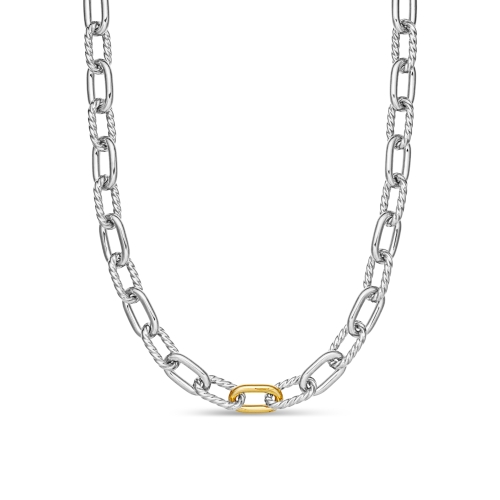 DY Madison® Chain Necklace in Sterling Silver with 18K Yellow Gold, 8.5mm