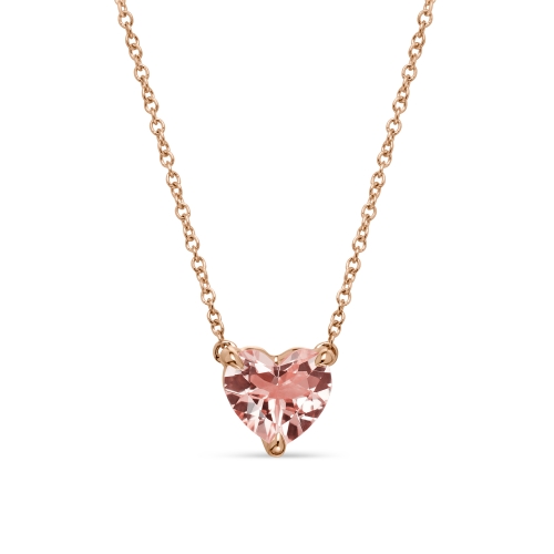 Chatelaine® Heart Pendant Necklace in 18K Rose Gold with Morganite, 8mm