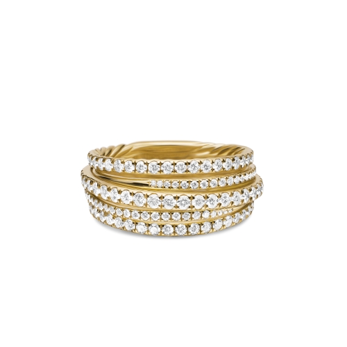 Pavé Crossover Ring in 18K Yellow Gold with Diamonds, 11mm