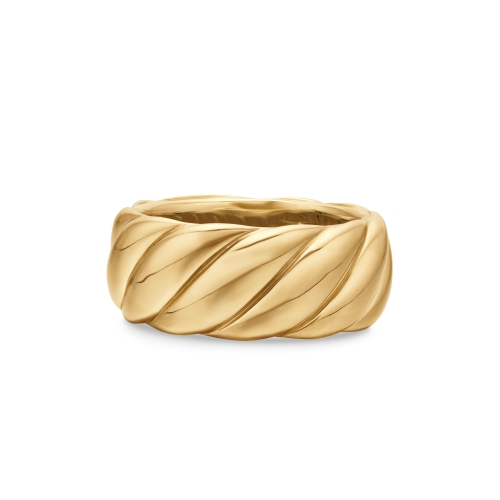 Sculpted Cable Band Ring in 18K Yellow Gold, 9mm