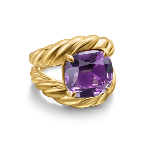 Marbella Ring in 18K Yellow Gold with Amethyst, 20mm