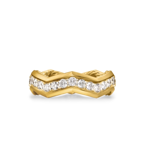 Zig Zag Stax™ Ring in 18K Yellow Gold with Diamonds, 5mm