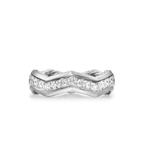 Zig Zag Stax™ Ring in Sterling Silver with Diamonds, 5mm