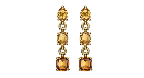 a yellow gold pair of citrine drop earrings by David Yurman