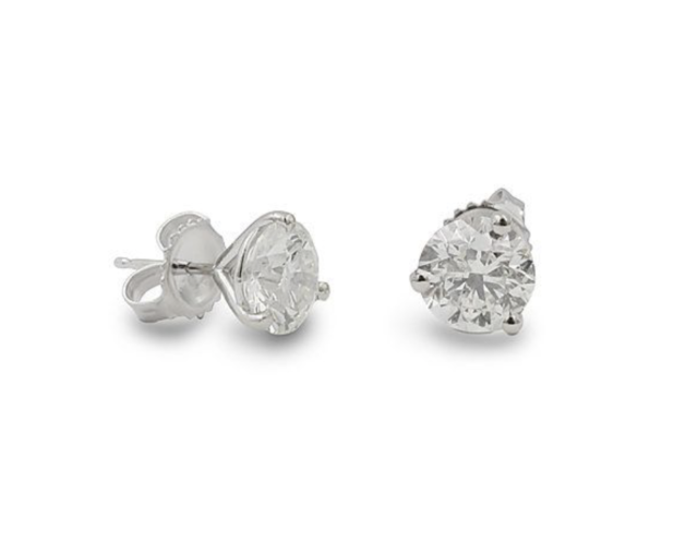 Alson Signature Collection 14K White Gold Four-Prong Martini Stud Earrings, Featuring 2 Round Diamonds =6.02ctw, I Color, I1 Clarity | Alson Jewelers