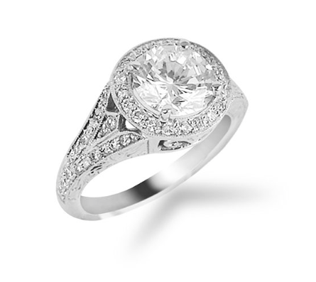 Penny Greville Engagement with Engraved and Migraine Detail | Alson Jewelers