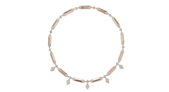 a rose gold choker necklace with diamond details