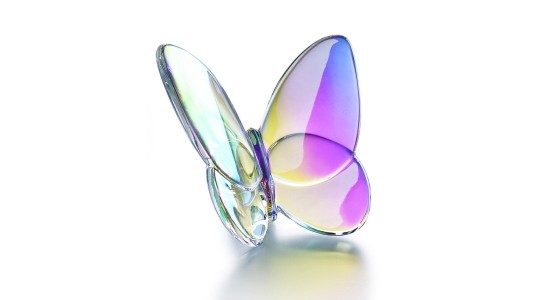 an iridescent butterfly piece of home decor by Baccarat 