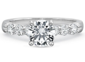 Precision Set 18K White Gold with Platinum Head Shared Prong Engagement Ring, Featuring 6 Round Diamonds =.43ctw, Center Stone Sold Separately | Alson Jewelers