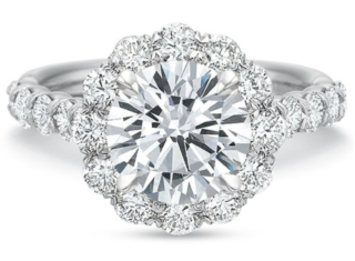 Precision Set 18K White Gold Round Halo Engagement Ring, Featuring 22 Round Diamonds =1.00ctw, Center Stone Sold Separately | Alson Jewelers