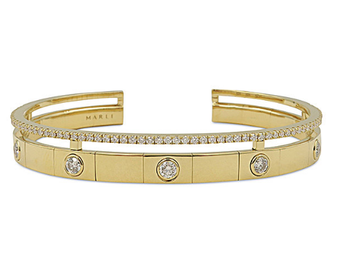 Marli 18K Yellow Gold & Diamond Chelsea Slip-On Cuff Bracelet = 1.20cts Total Weight | Alson Jewelers