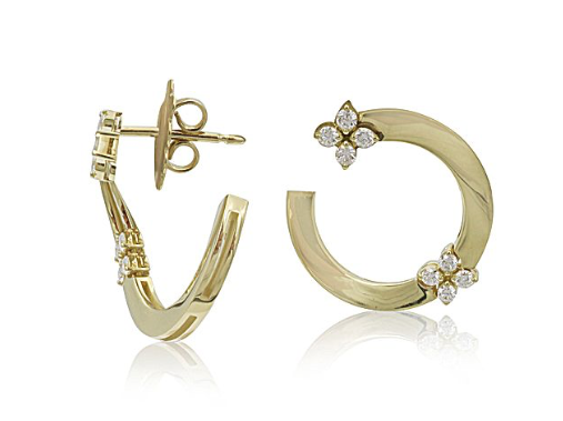Roberto Coin 18K Yellow Gold Love In Verona Earrings, Featuring 16 Round Diamonds =.34ctw | Alson Jewelers