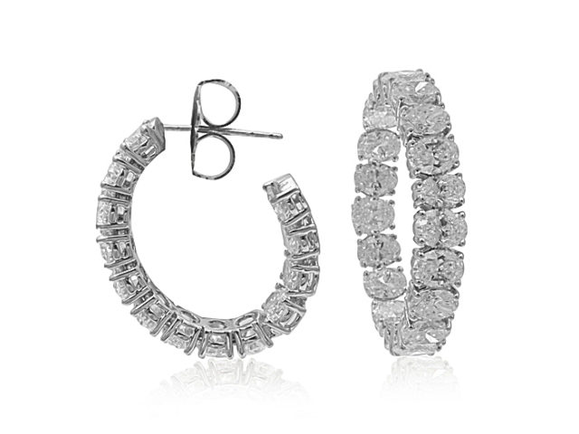 Alson Signature Collection Diamond Hoop Earrings, Featuring Horizontally Set Oval diamonds | Alson Jewelers
