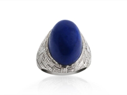 Alson Special Value 14K White Gold Blue Lapis Diamond Ring