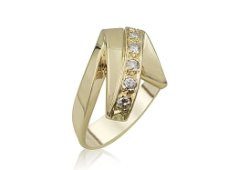 Alson Special Value 14K Yellow Gold Freeform Diamond Ring