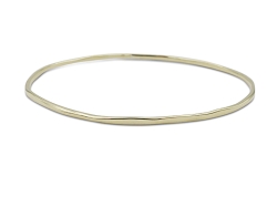 Alson Special Value 14K Yellow Gold 2MM Hammered Bangle Bracelet