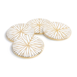 Anna New York Talianna Lily Pad Coasters, White & Gold, Set of 4