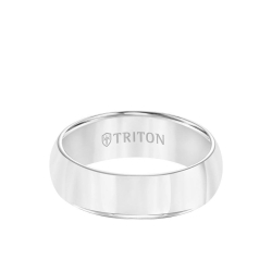 Triton Men's White Tungsten 7MM Comfort Fit Domed Band