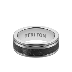 Triton Men's Grey Tungsten, Titanium & Carbon Fiber 8MM Band
