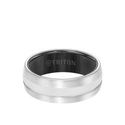 Triton Men's White & Black Tungsten 8MM Band