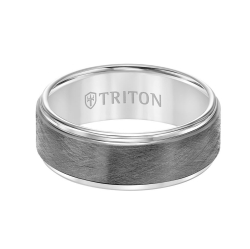 Triton Men's Whtie Tungsten with Gunmetal Crystaline Center 8MM Band
