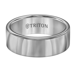 Triton Men's Grey Tungsten 8MM Comfort Fit Flat Band