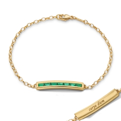Monica Rich Kosann 18K Yellow Gold 'Carpe Diem' Poesy Emerald Bracelet