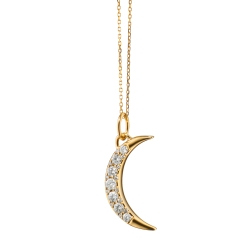 Monica Rich Kosann 18K Yellow Gold 17' Diamond Moon Charm Necklace