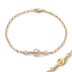 Monica Rich Kosann 18K Yellow Gold 'Strength' Arrow Poesy Diamond Bracelet