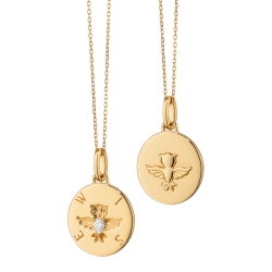 Monica Rich Kosann 18K Yellow Gold 17' Diamond 'Wise' Owl Charm Necklace