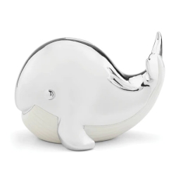Reed & Barton Silverplated & Porcelain Whale Bank