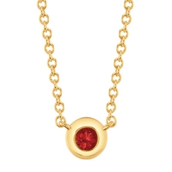 Shy Creation 14K Yellow Gold 18' Bezel Set Ruby Necklace