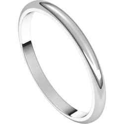 Alson Signature Collection 18K White Gold 2MM Half Round Band, Size 7